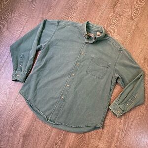 Vintage L.L. Bean Made USA Faded Green Oxford Shirt